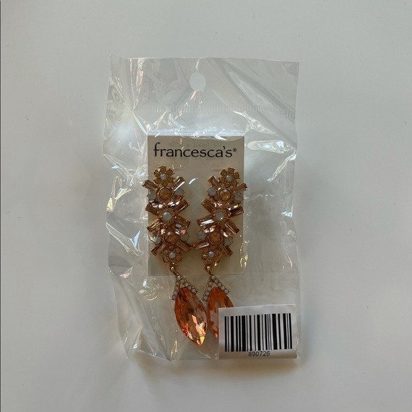 Francescas Gina Floral Baguette Crystal Drop Earrings - Picture 2 of 3